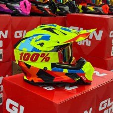 Шлем GLN glb Matt Yellow Blue ECE-R22.06/DOT