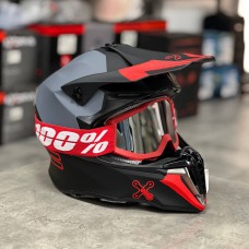 Шлем HD HF-806 black grey-red Matt