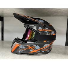 Шлем HD HF-806 Череп оранжевый мат